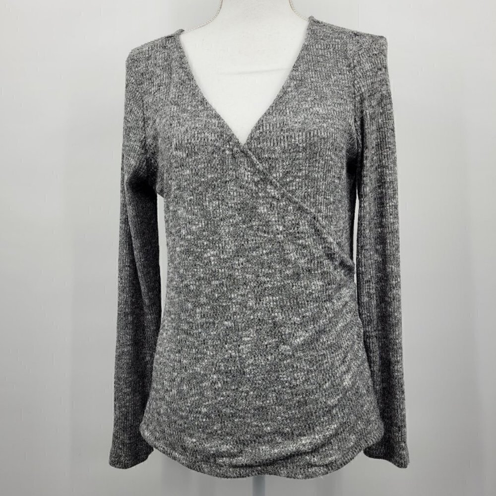 Rock & Republic Gray Faux Wrap Sweater